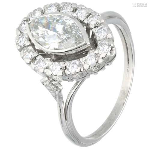 White gold marquise ring set with approx. 1.32 ct. diamond - 14 ct.