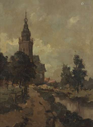 Cornelis de Bruin (Utrecht, 1870 - 1940 Amsterdam), View of a Dutch vollage.