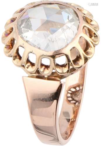 Rose gold solitary ring, with approx. 1.37 ct. diamond - 14 ct.