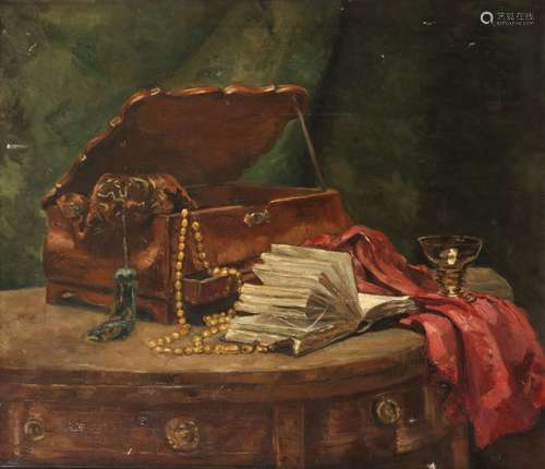 Unknown, ca. 1900, A still-life with jewelery chest.