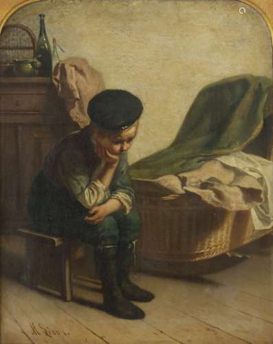 M. Léon, Belgian School, 19th Century. A early farewell.