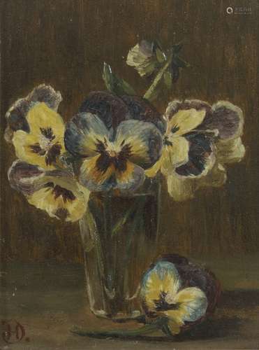 Dutch School, 19th/20th Century, Violets in a glas.