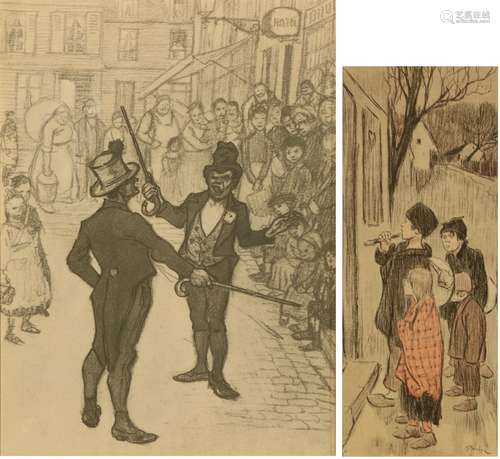 Attributed to Théophile-Alexandre Steinlen (Lausanne, Switzerland 1859 - 1923 Paris). Street-theatre