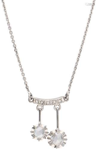 White gold necklace, with 7 rose cut diamonds - 18 ct.