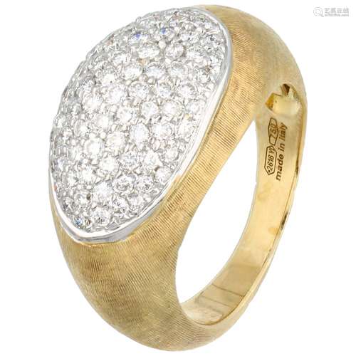 Yellow gold matted Marco Bicego Confetti Isola pave ring, with approx. 0.80 ct. diamond - 14 ct.