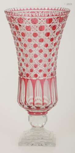 A cut crystal vase. Mid. 20th century.