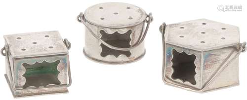 (3) Piece lot miniature silver stoves.