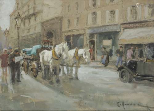 E. Hunter (XIX / XX), Streetscene in Paris ca. 1910/15