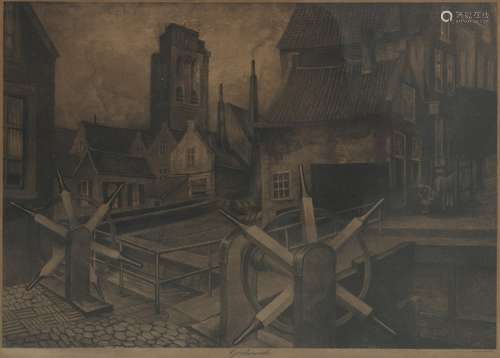 After Leo Gestel (Woerden 1881 - 1941 Hilversum), The Lock at Goederede.