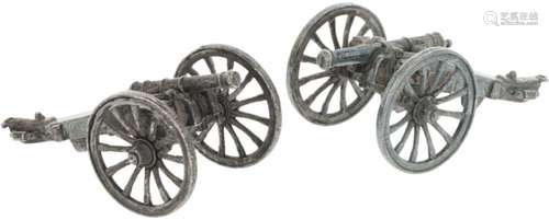 (2) Piece lot miniature silver cannons.