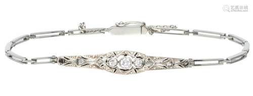 White gold Art Deco bracelet, with approx. 0.13 ct. diamond - 14 ct.