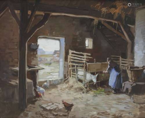 Ben Viegers (Den Haag 1887 - 1947 Nunspeet), A stable interior.