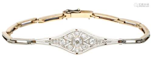 Yellow gold Art Deco bracelet, with approx. 0.59 ct. diamond - 14 ct.