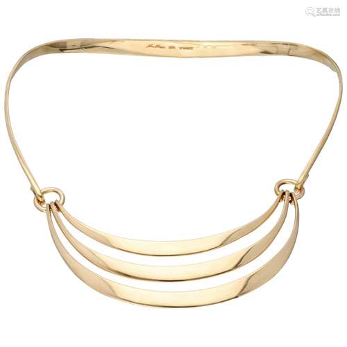 Yellow gold Hans Hansen necklace with removable pendant - 14 ct.