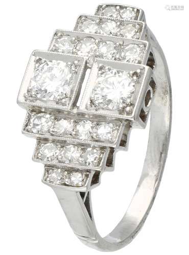 Platinum Art Deco ring, with approx. 0.72 ct. diamond - Pt 950.