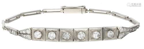 White gold Art Deco bracelet, with approx. 0.96 ct. diamond - 14 ct.