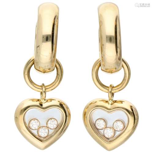 Yellow gold Chopard Happy Diamonds earrings, with approx. 0.12 ct. diamond - 18 ct.