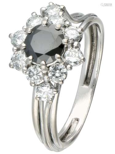 White gold rosette ring, with approx. 1.62 ct. diamond - 18 ct.