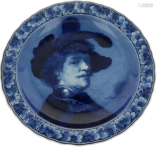 An earthenware dish Porceleyne fles -Rembrandt wall dish Delft