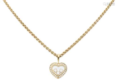 Yellow gold Chopard Happy Diamonds necklace, with approx. 0.18 ct. diamond - 18 ct.