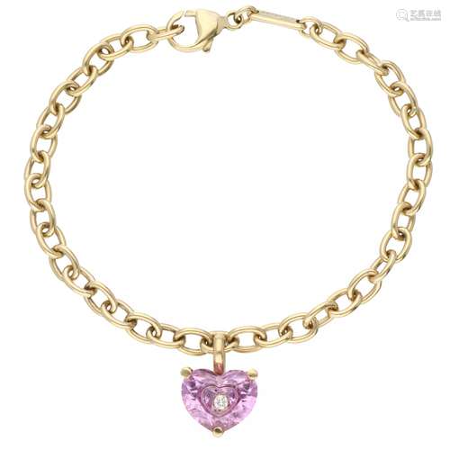 Yellow gold Chopard bracelet with an approx. 0.02 ct. floating diamond in a So Happy heart-shaped sy