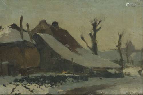 Henk van Leeuwen (van Oudewater) (Ter Aart 1890 - 1979 Voorburg), Farmhouse in winter.