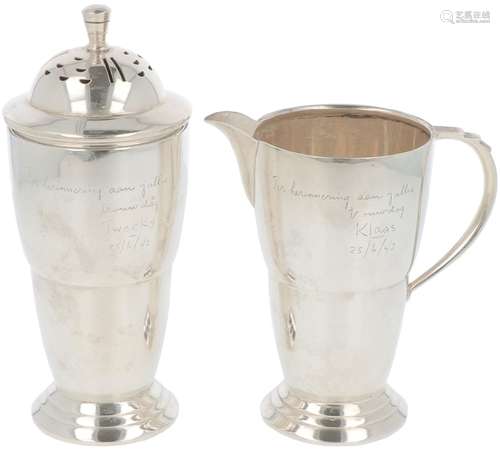 Creamer and sprinkler silver.