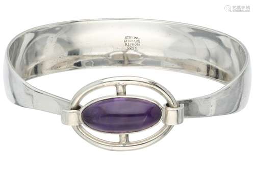 Silver N.E. From modernist bangle, with amethyst - 835/1000.