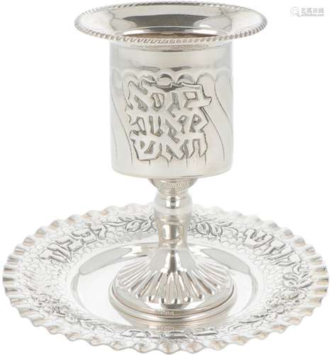 Kiddush cup with silver saucer.