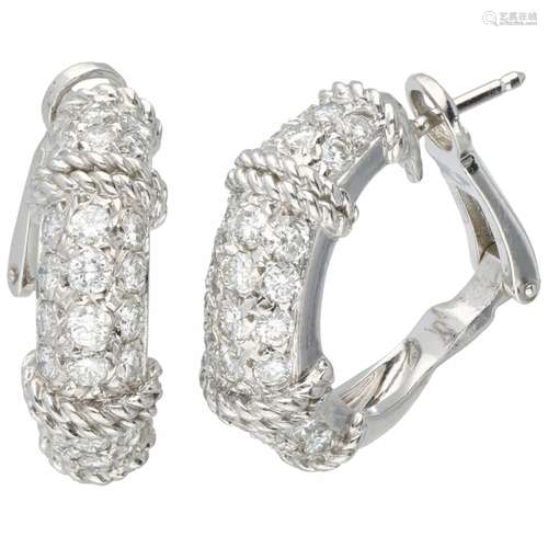 White gold Fred creol earrings from the Isaure collection set with approx. 1.92 ct. diamond - 18 ct.