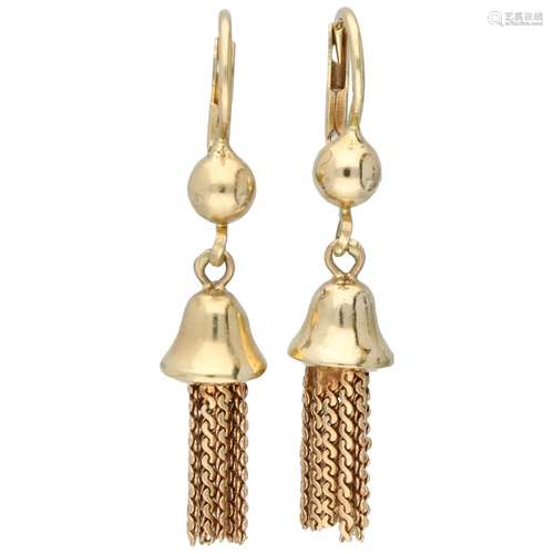 Yellow gold earrings with tassel - 14 ct.