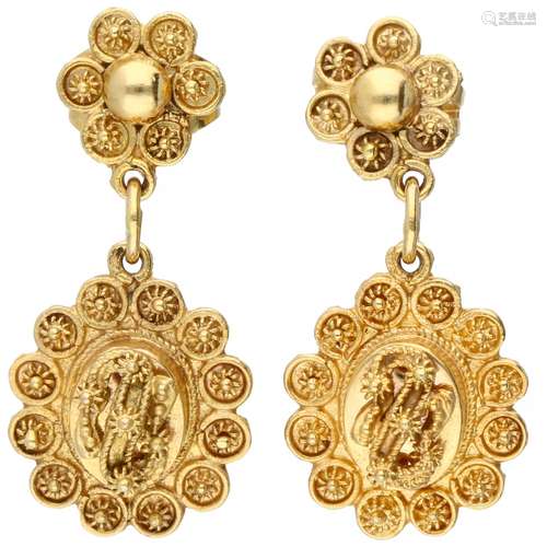 Yellow gold earrings with Zeeland knots - 14 ct.