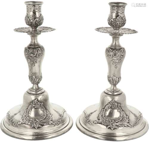 (2) Piece set of candlesticks silver.