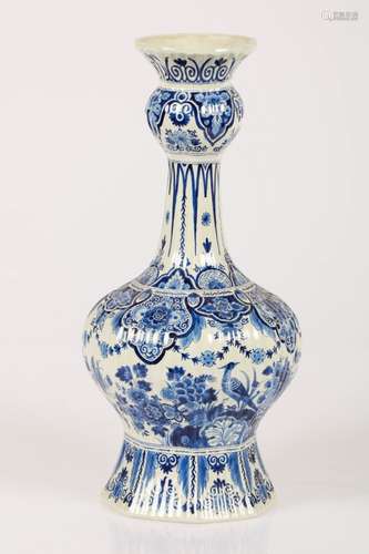 A blue and white decorated earthenware knobbly vase, Delft, Holland, 1st half 20th century.