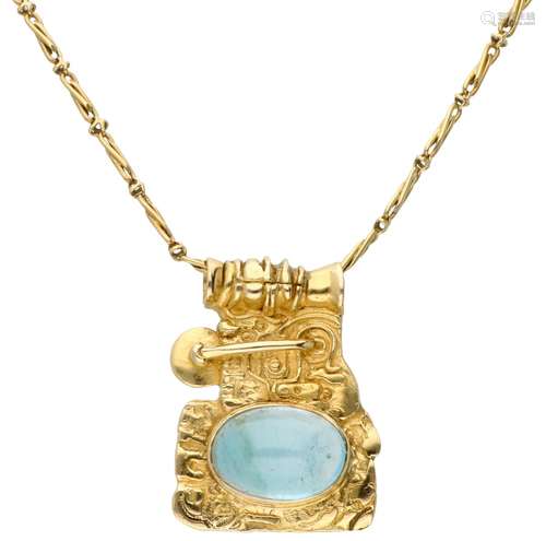 Yellow gold necklace with a modernist pendant by the Belgian designer Fernand Demaret - 18 ct.