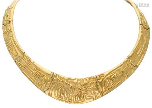 Yellow gold modernist necklace by the Belgian designer Fernand Demaret - 18 ct.