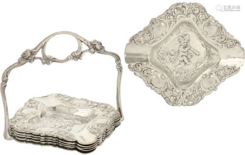 (6) Piece set of silver ashtrays.