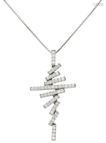 White gold Damiani entourage necklace, with approx. 1.10 ct. diamond - 18 ct.