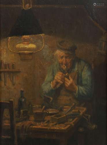 Willem van Nieuwenhoven (Rotterdam 1879 – 1973 Laren, province of Noord-Holland), A cobbler in his