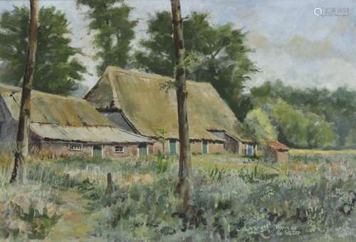 Dutch School, 20th Century, A farmhouse in the flieds.