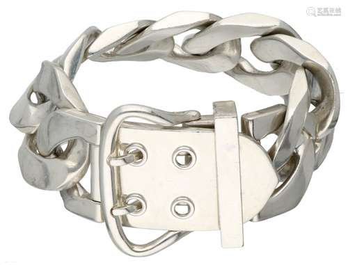 Solid silver Hermès Boucle Sellier gourmet link bracelet - 925/1000.