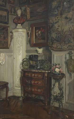 Paul Parfonry (Paris 1857 - 1920), Elegant interior with antiques.