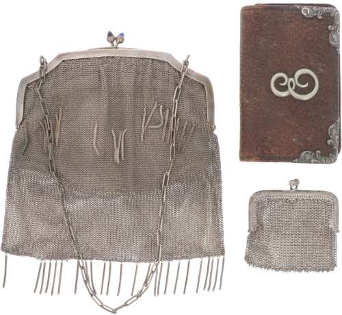 (3) Piece lot Bracket bag & purse silver.