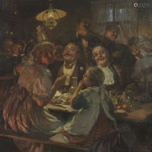 Gustav Bauer (Vienna 1874 - after. 1933 Hamburg), A merry company.