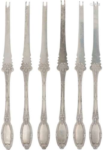 (6) Piece set lobster forks silver.