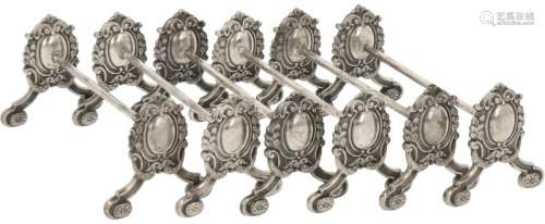 (6) Piece set of silver knife rests.