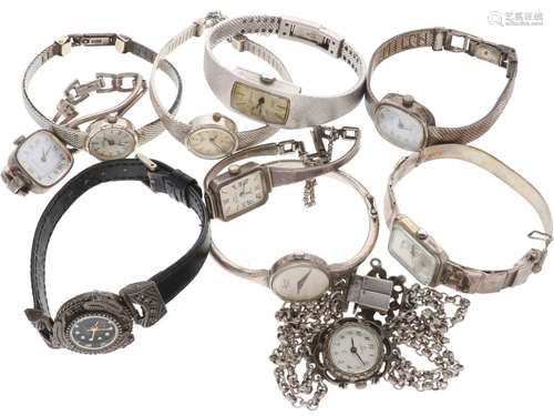 Lot (10) Ladies watches - Silver