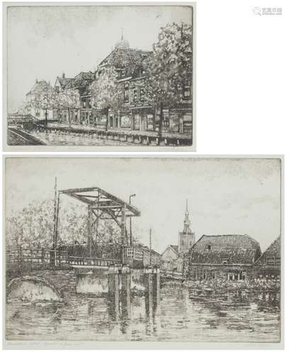 Dutsch School, 20th Century, A lot comprising of (2) etchings depicting Overschie.