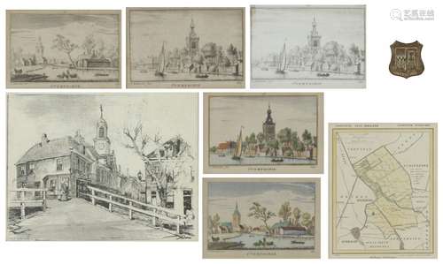 A miscellaneous lot comprising of etchings and engravings, and a print, all depicting the city of 'O