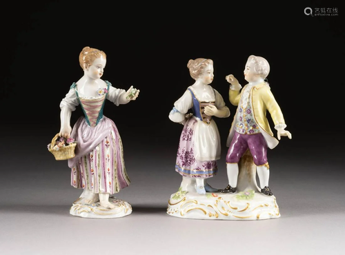 ZWEI PORZELLANFIGUREN MIT KINDERN Deutsch, Meissen, 20.